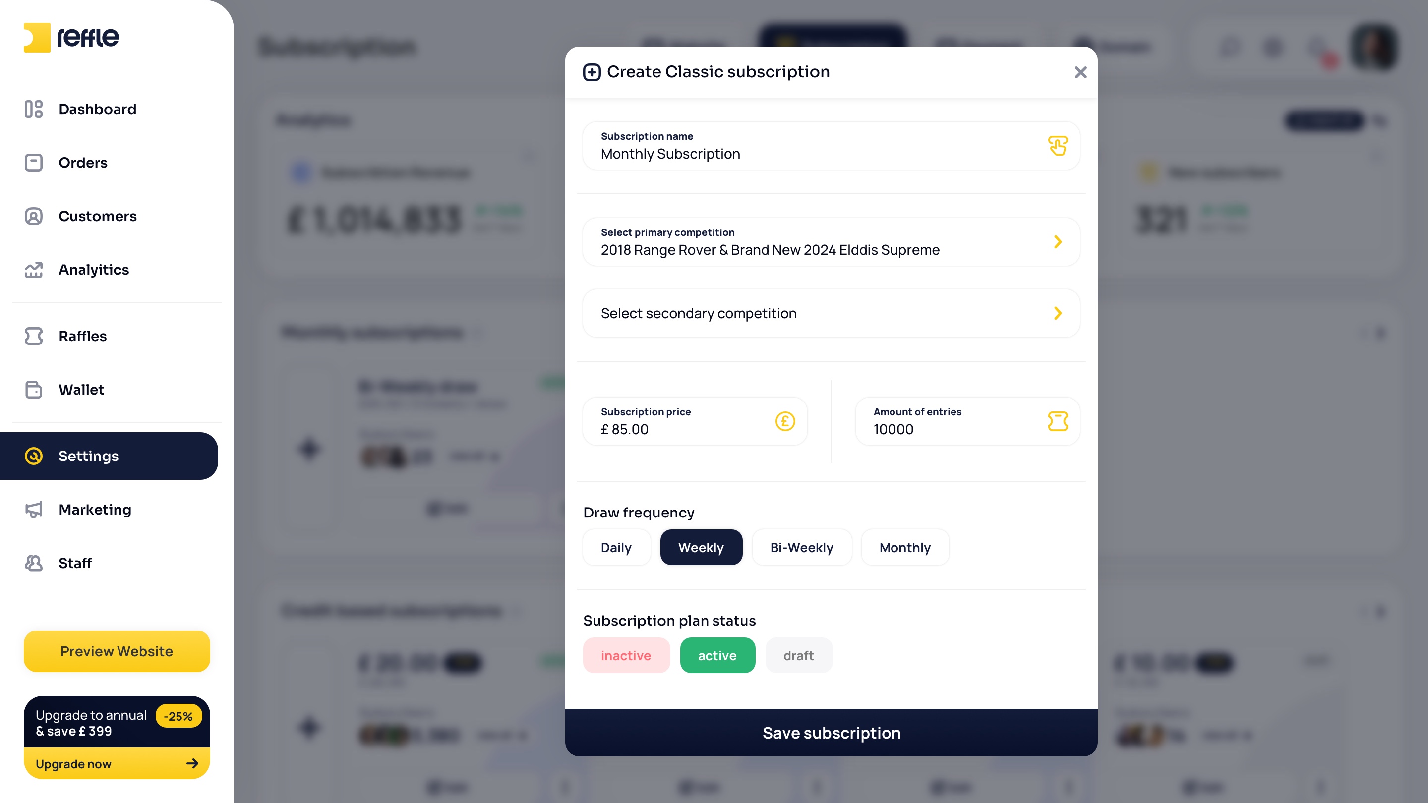 Website Settings screen 19