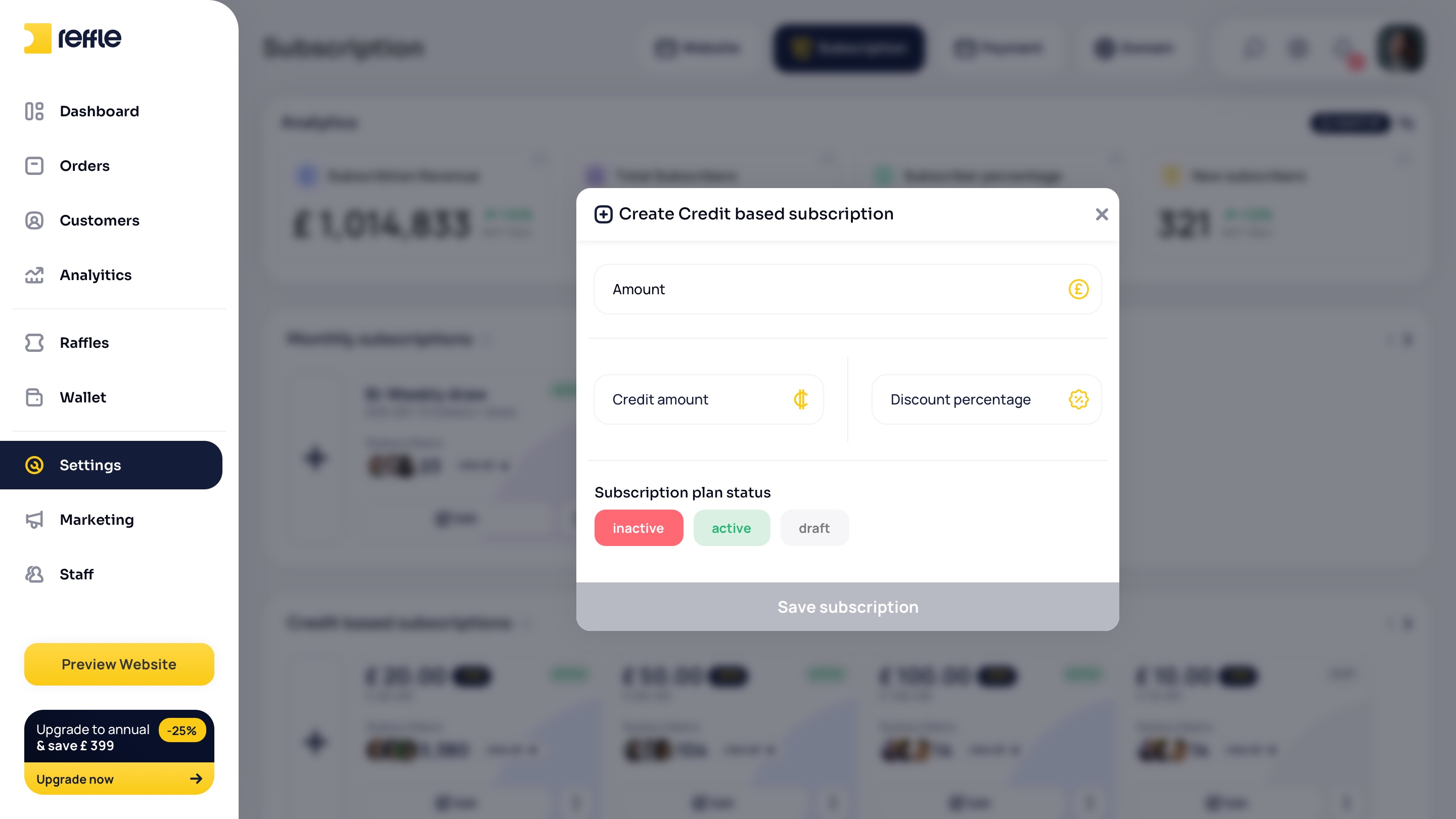 Website Settings screen 21